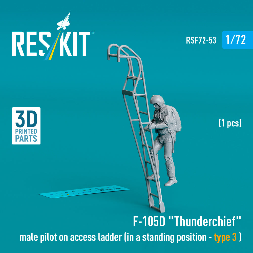 Republic F-105D/F-105F/F-105G Thunderchief male pilot on access ladder (in a standing position - type 3 ) (1 pcs) (3D-Printed)