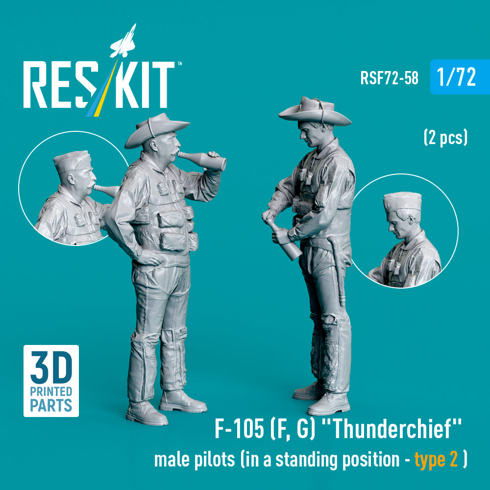 Republic F-105F/F-105G Thunderchief male pilots (in a standing position - type 2 ) (2 pcs) (3D-Printed)