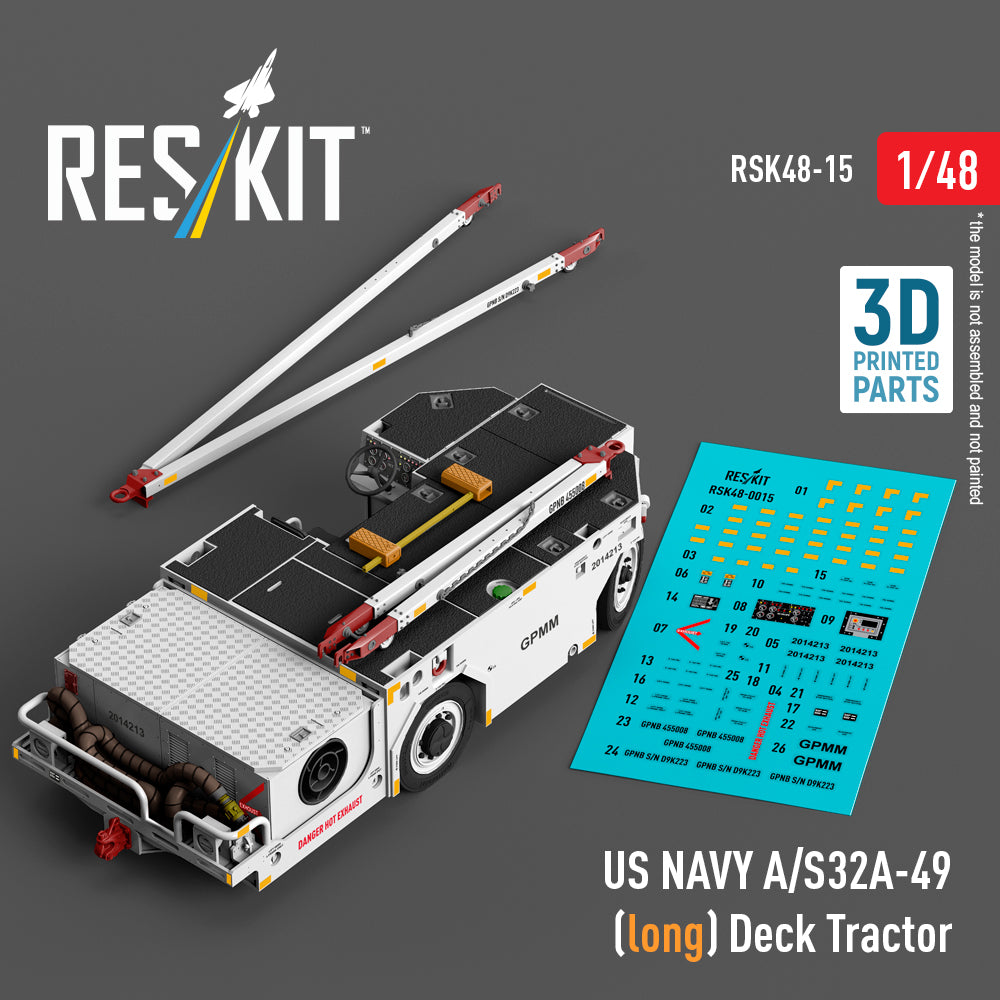 US NAVY A/S32A-49 (long) Deck Tractor (3D-Printed model kit)