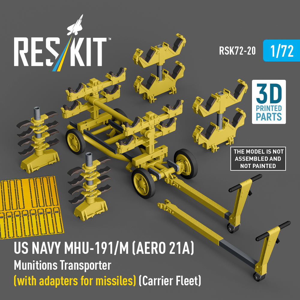 US NAVY MHU-191/M (AERO 21A) Munitions Transporter (with adapters for missiles) (Carrier Fleet, C-130) (3D-printed model kit)