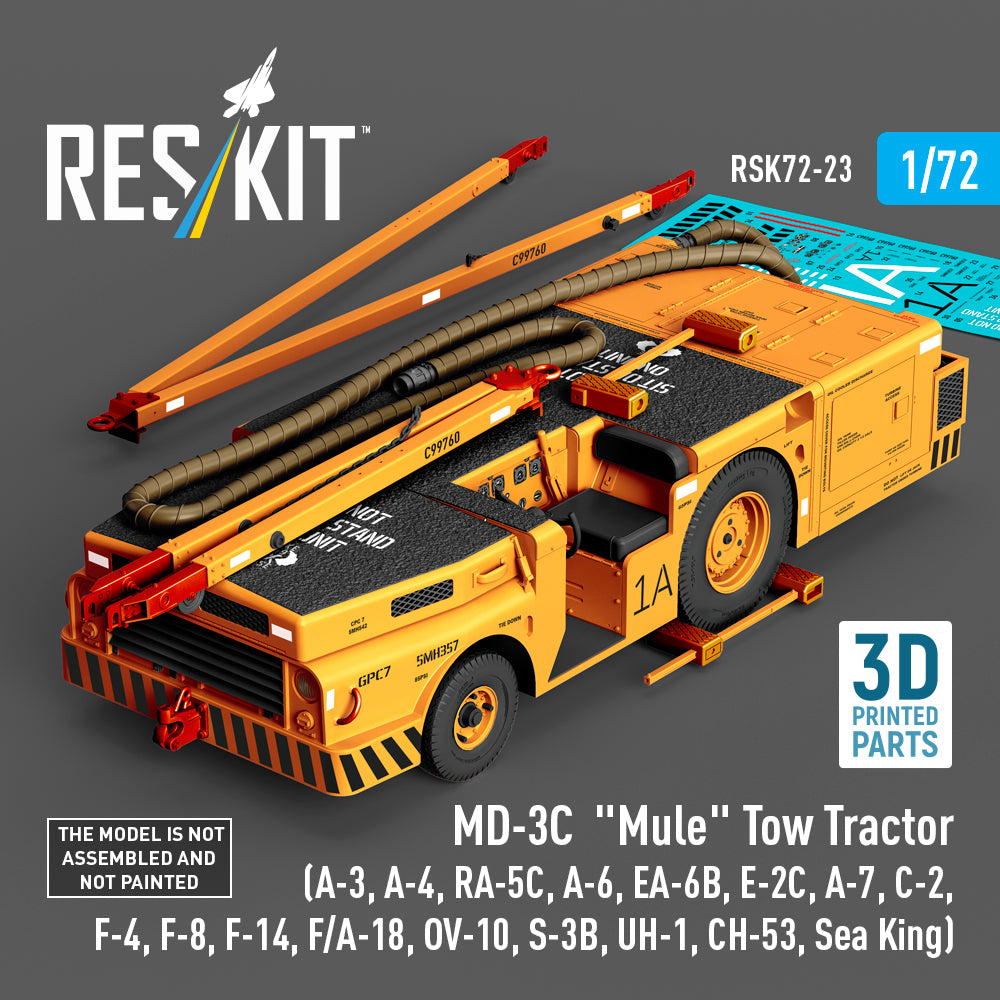 MD-3C 'Mule' Tow Tractor (A-3, A-4, RA-5C, A-6, EA-6B, E-2C, A-7, C-2, McDonnell F-4, F-8, F-14, F/A-18, North-American/Rockwell OV-10, S-3B, Bell UH-1, CH-53, Sea King) (3D-Printed model kit)
