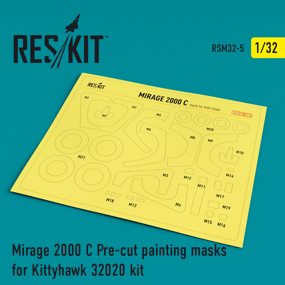Dassault 	Mirage 2000C canopy and wheels painting painting masks (designed to be used with Kitty Hawk Models 32020 kits)