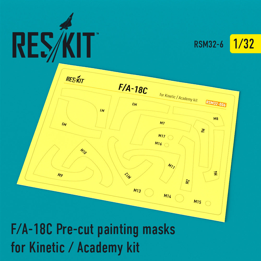 McDonnell-Douglas F/A-18C Hornet Pre-cut painting masks for (designed to be used with Academy and Kinetic Model kits)
