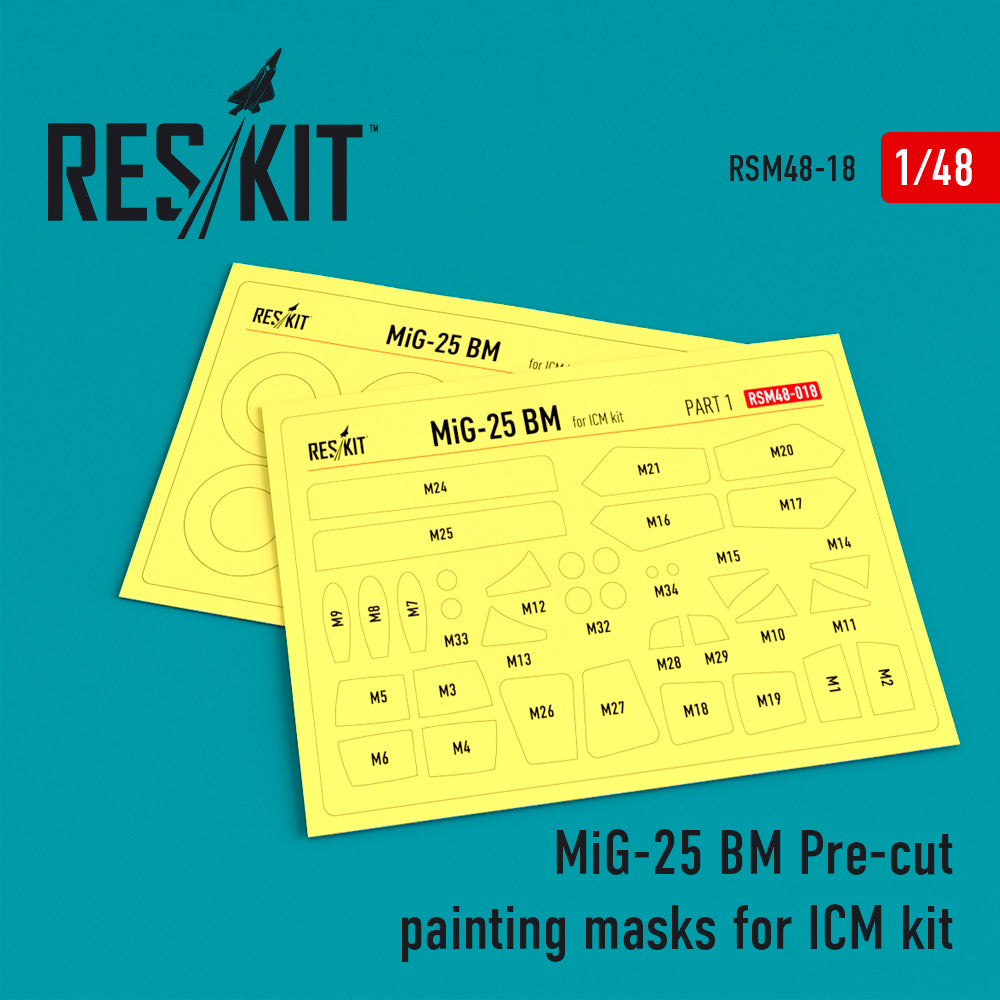 Mikoyan MiG-25BM Pre-cut painting masks (designed to be used with ICM UA UK kits) (ResKit sold out February 2026)