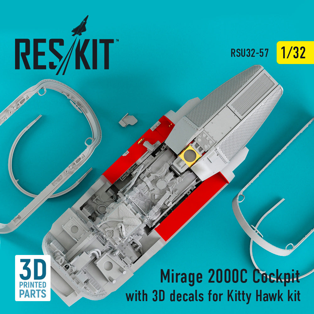 Dassault_Mirage 2000C Cockpit with (3D- Printed decals) (designed to be used with Kitty Hawk Models Models and Zimi Model kits)