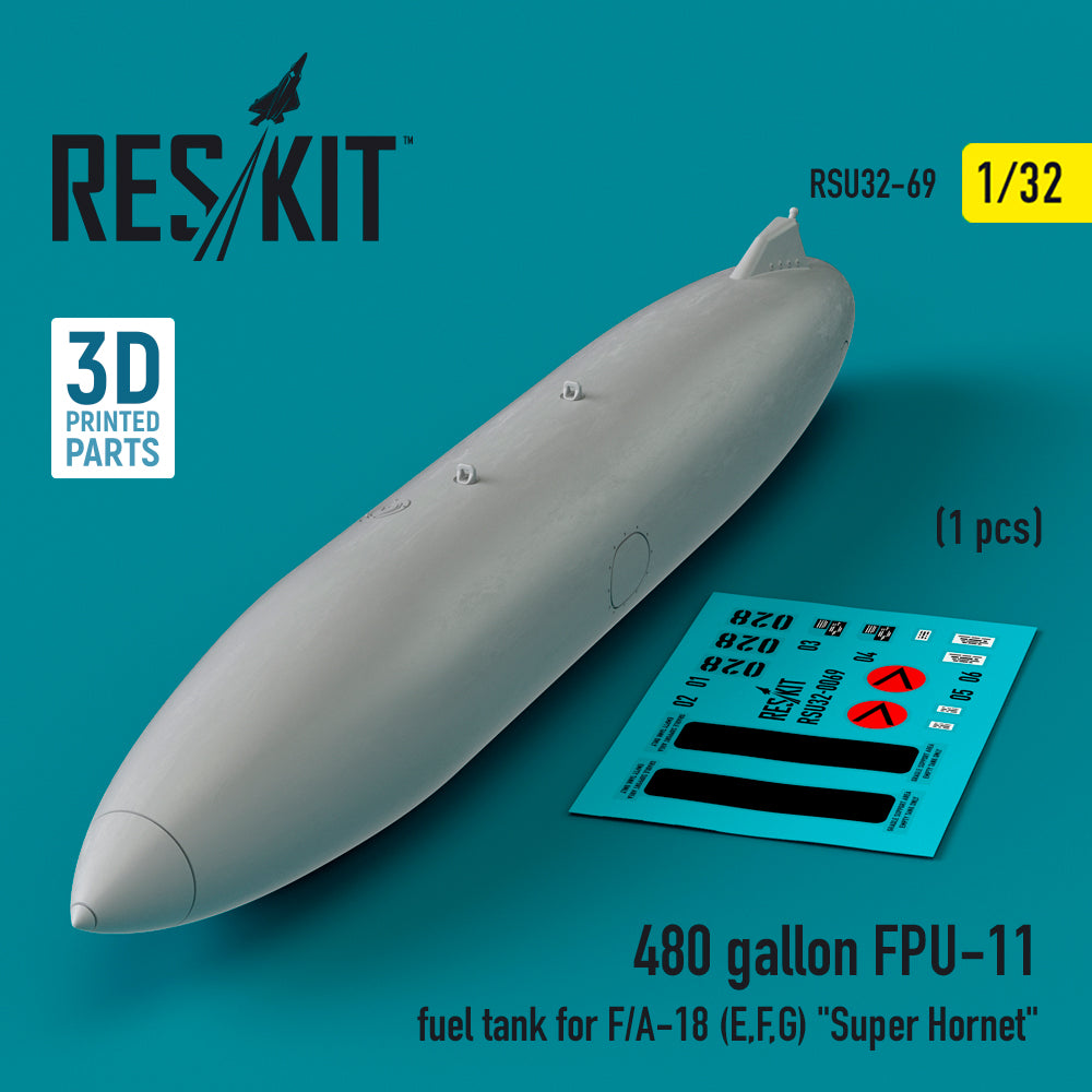480 gallon FPU-11 fuel tank for the Boeing F/A-18E, F/A-18F, F/A-18G Super Hornet (1 pcs) (3D-Printed)