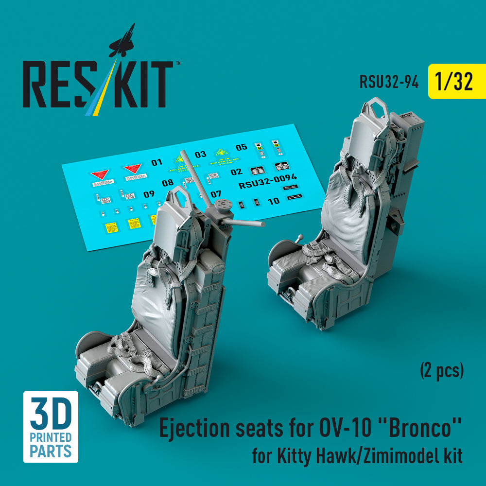 Ejection seats for North-American/Rockwell OV-10 Bronco (2 pcs) (designed to be used with Kitty Hawk Models Models and Zimi-Model kits) (3D-Printed)