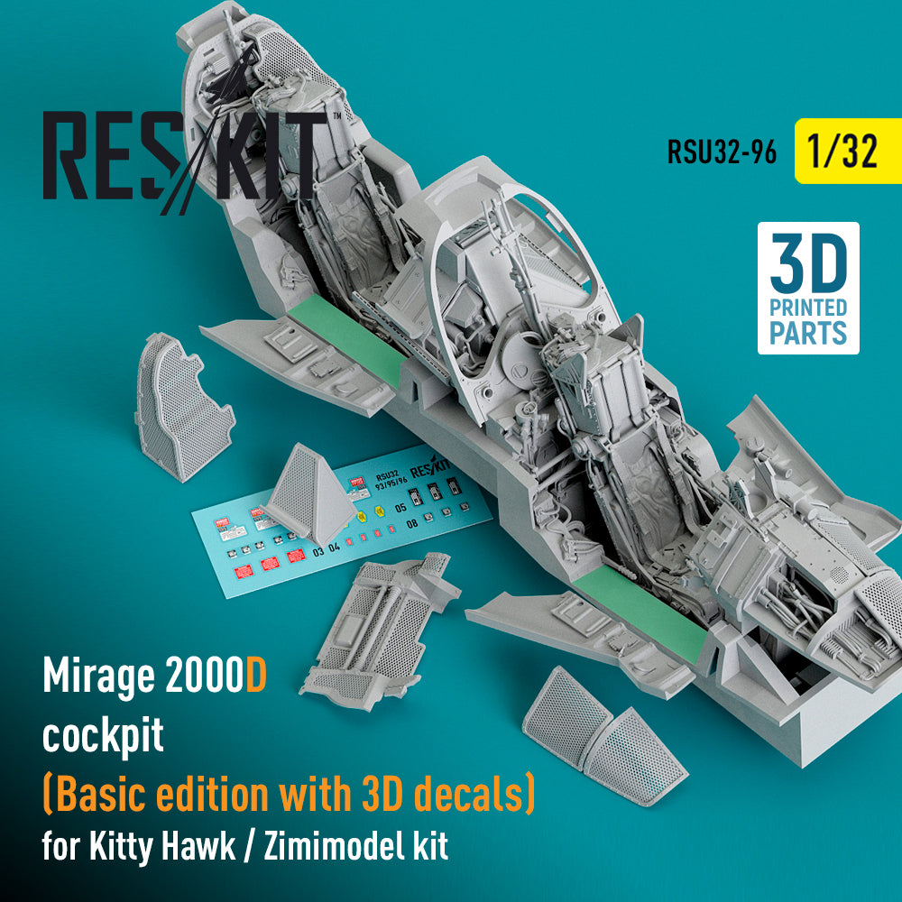 Dassault_Mirage 2000D cockpit (Basic edition with 3D-decals)(designed to be used with Kitty Hawk Models Models and Zimi Model kits) (3D-Printed)