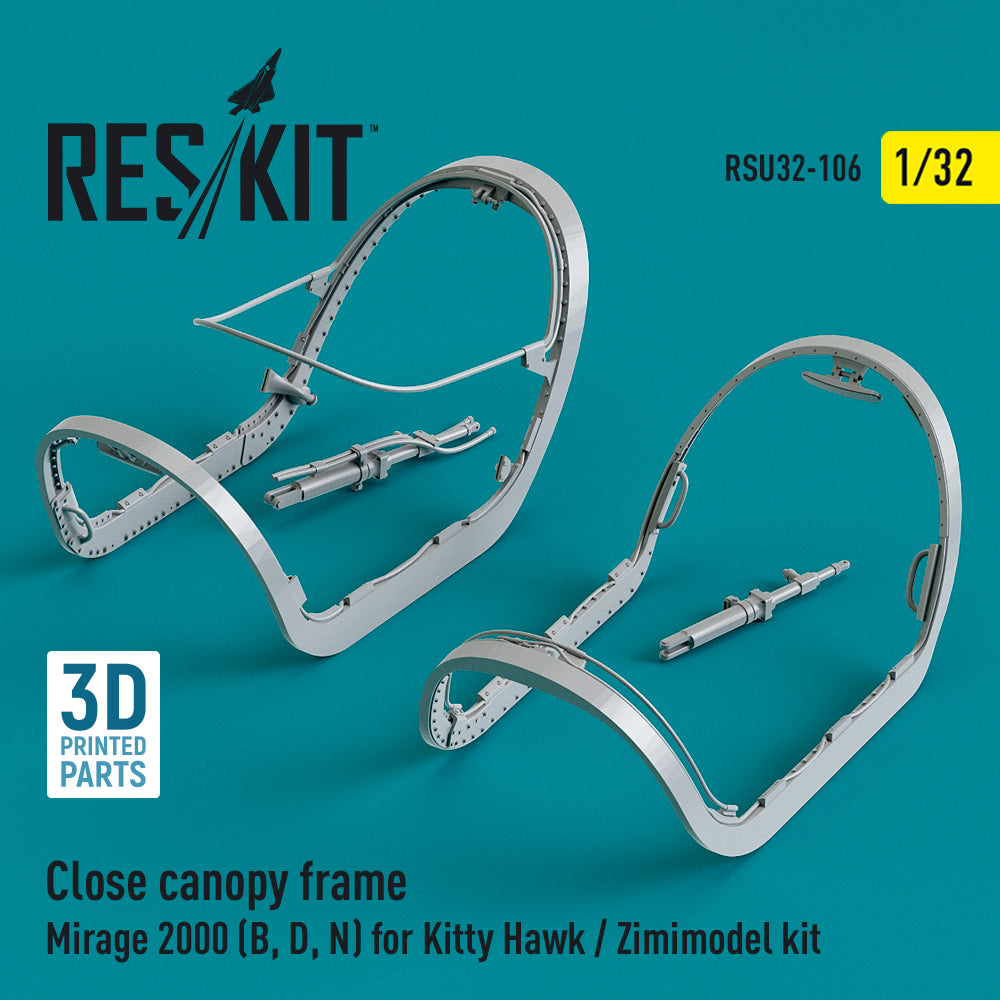 Close canopy frame Dassault_Mirage 2000B/2000D/2000N (designed to be used with Kitty Hawk Models and Zimi Model kits) (3D-Printed)