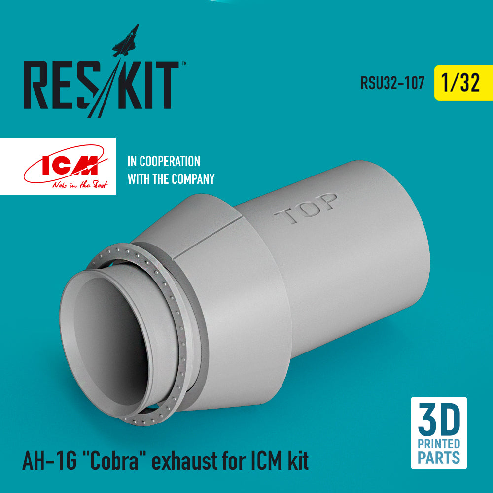 Bell AH-1G Cobra exhaust (designed to be used with ICM UA UK kits) (3D-Printed