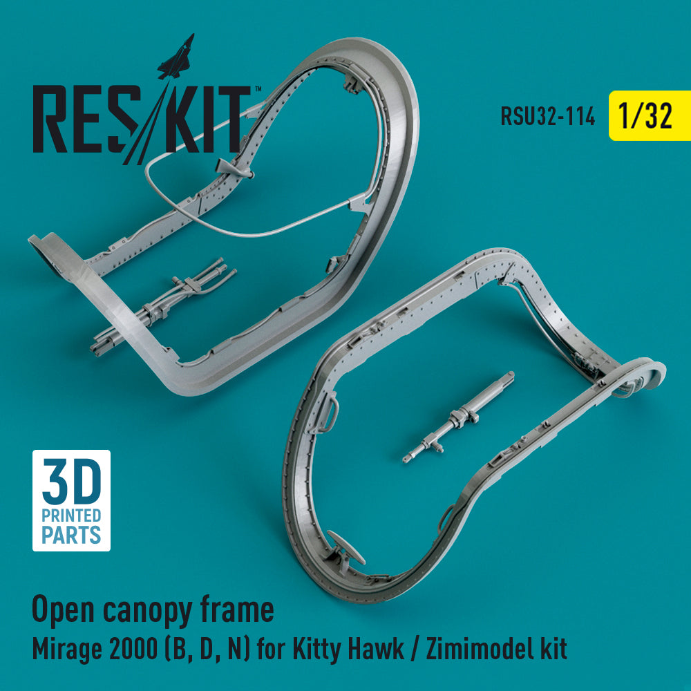 Open canopy frame Dassault_Mirage 2000B/2000D/2000N cockpit (designed to be used with Kitty Hawk Models and Zimi Model kits) (3D-Printed)
