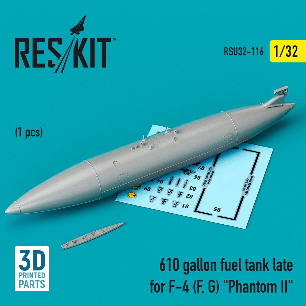 610 gallon fuel tank late for McDonnell F-4F/F-4G Phantom 3D-Printed)