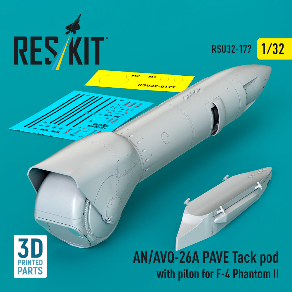 AN/AVQ-26A PAVE Tack pod with pylon for McDonnell F-4B, F-4C, F-4D, F-4N Phantom II (designed to be used with Tamiya kits) (3D-Printed)