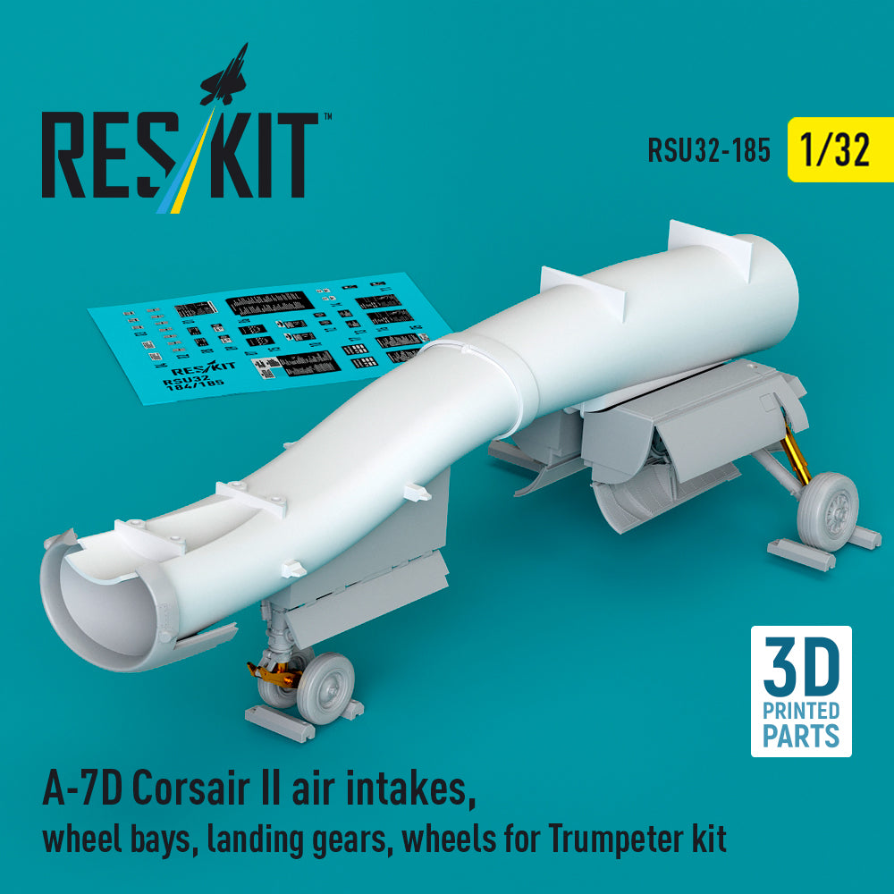 LTV A-7D Corsair II air intakes, wheel bays, landing gears, wheels (designed to be used with Trumpeter kits) (3D-Printed)