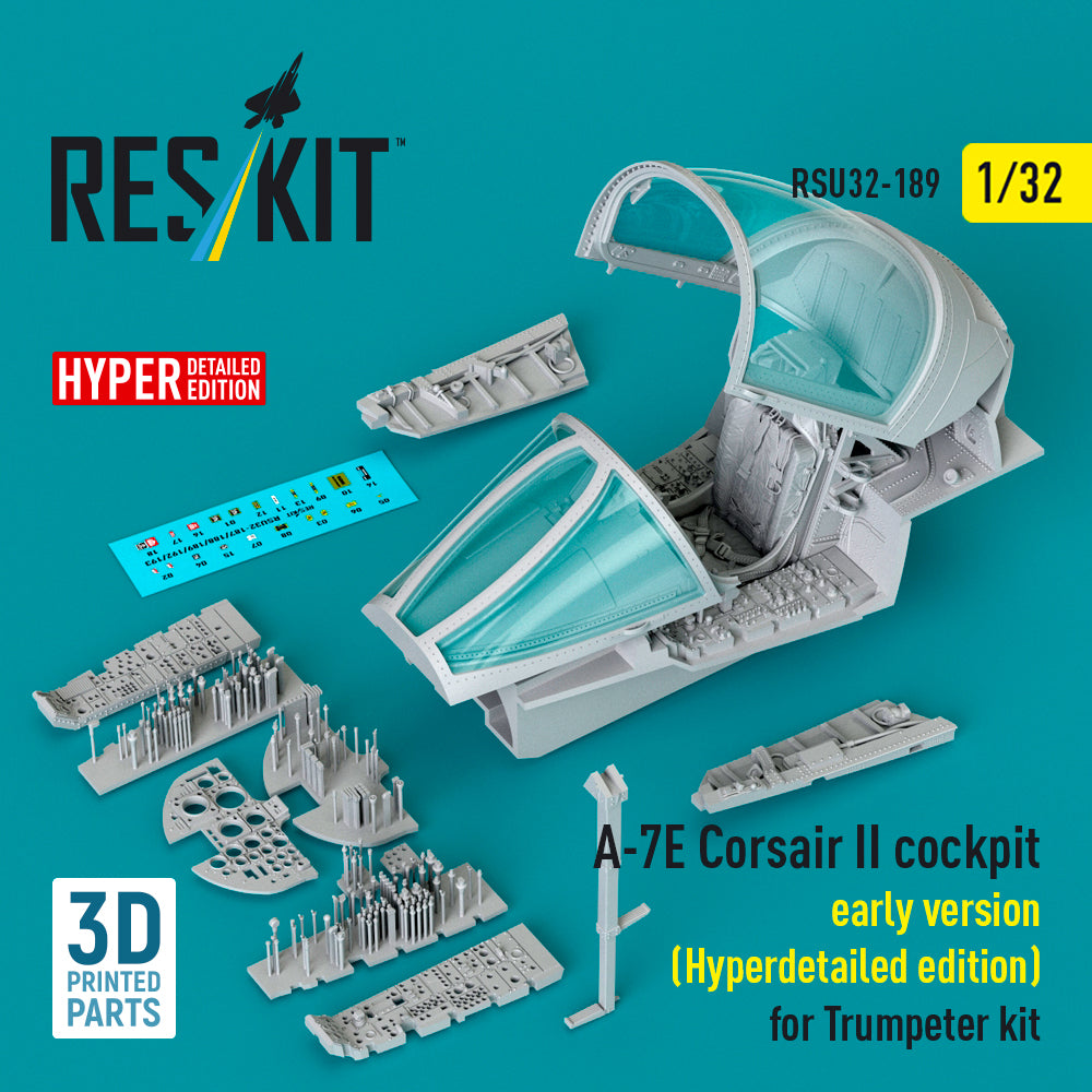 LTV A-7E Corsair II early cockpit (Hyperdetailed edition) (designed to be used with Trumpeter kits) (3D-Printed)