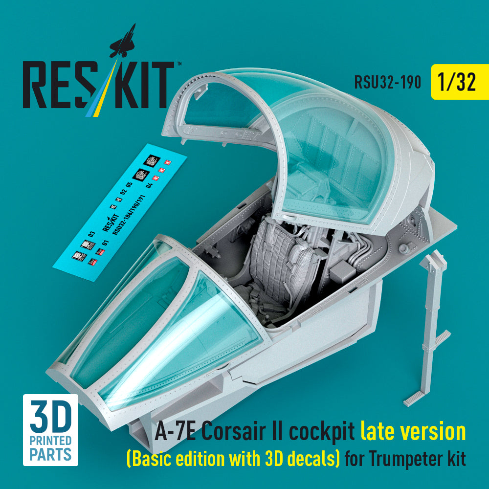 LTV A-7E Corsair II late cockpit (Basic edition with 3D decals) (designed to be used with Trumpeter kits) (3D-Printed)