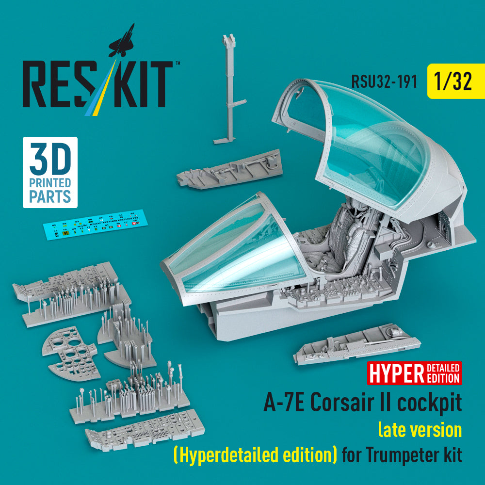 LTV A-7E Corsair II late cockpit (Hyperdetailed edition) (designed to be used with Trumpeter kits) (3D-Printed)