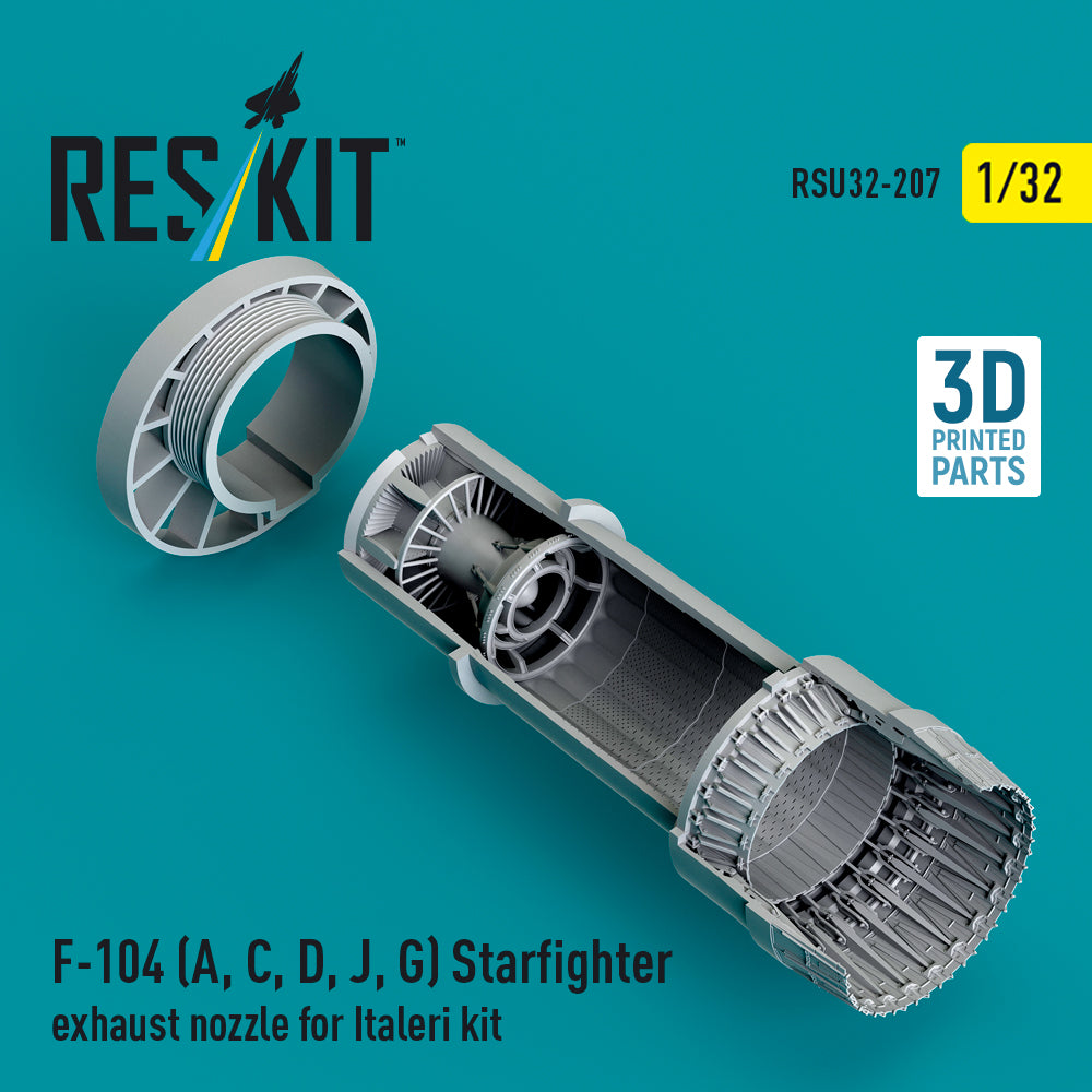 Lockheed F-104A, F-104C, F-104D, F-104J, F-104G) Starfighter exhaust nozzle (designed to be used with Italeri kits)3D-Printed