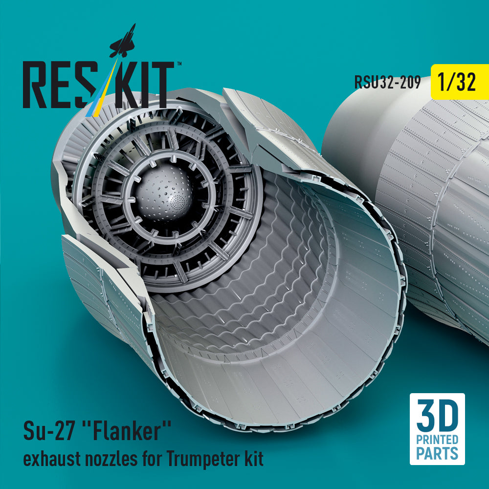 Sukhoi Su-27 Flanker exhaust nozzles (designed to be used with Trumpeter kits) 3D-Printed