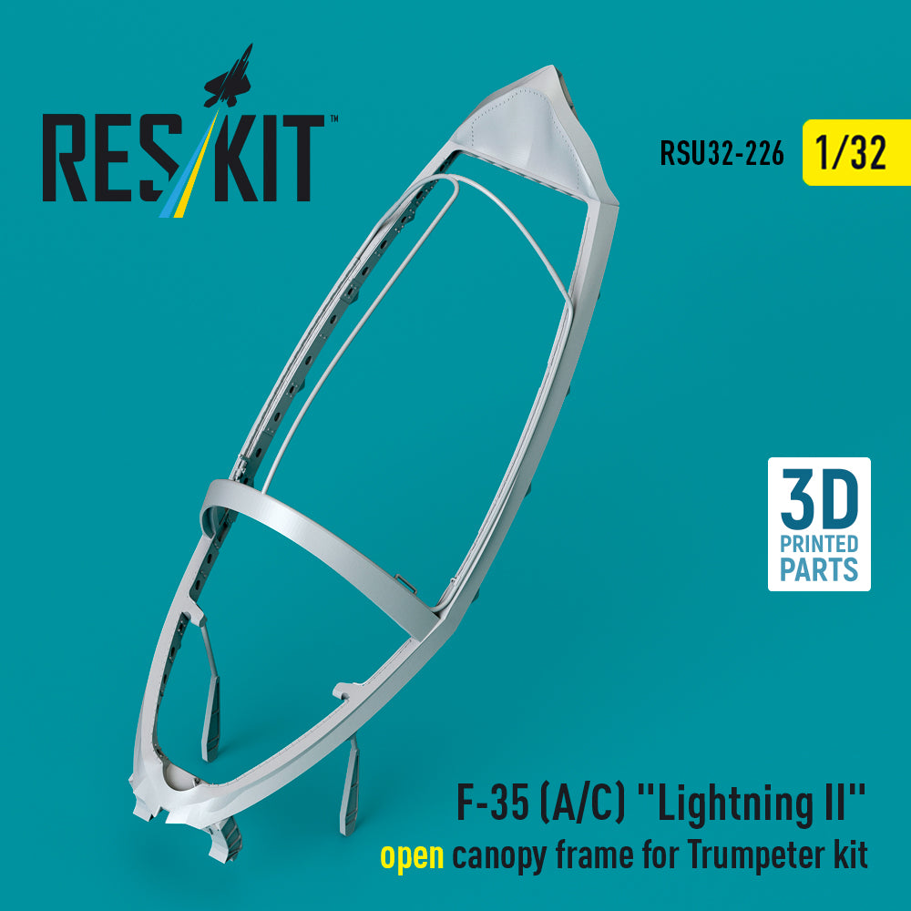 Lockheed-Martin F-35A/F-35C Lightning II open canopy frame (designed to be used with Trumpeter kits) 3D-Printed