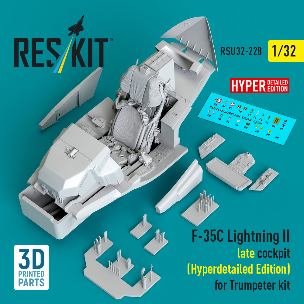 Lockheed-Martin F-35C Lightning II late cockpit (Hyperdetailed Edition) (designed to be used with Trumpeter kits) (3D-Printed)