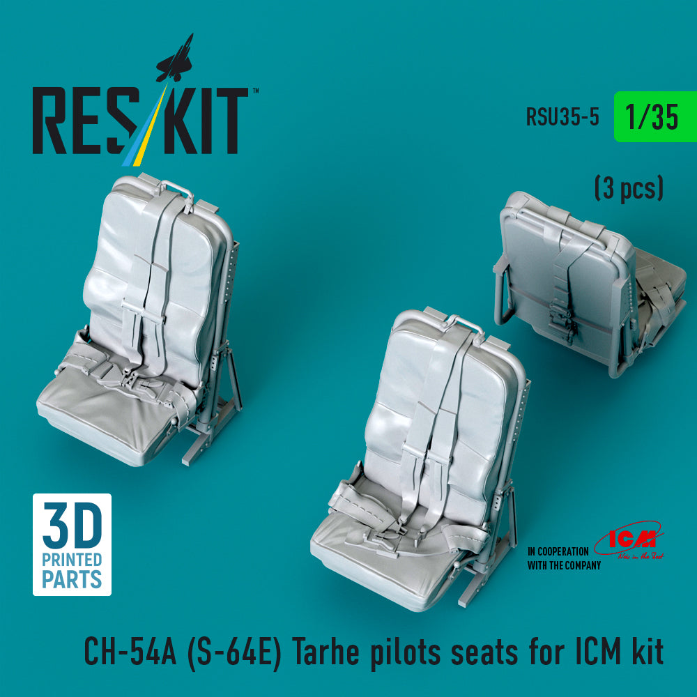 Sikorsky CH-54A (S-64E) Tarhe pilots seats (designed to be used with ICM UA UK kits) (3 pcs) (3D Printed)