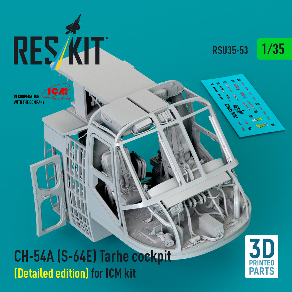 Sikorsky CH-54A (S-64E) Tarhe cockpit (Detailed edition) (designed to be used with ICM UA UK kits) (3D Printed)