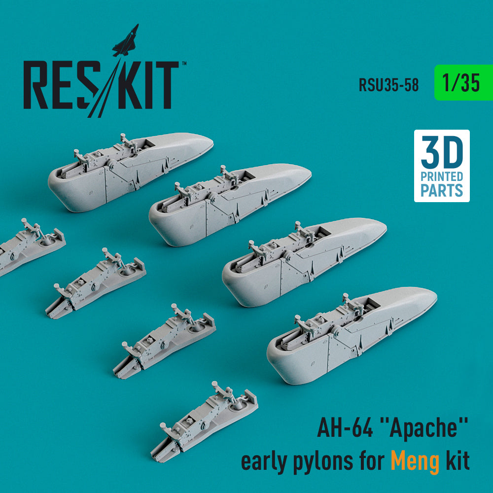 Bell/Boeing AH-64 Apache early pylons (designed to be used with Meng Model kits) (3D-Printed) (1/35) (Reskit sold out October 2025]