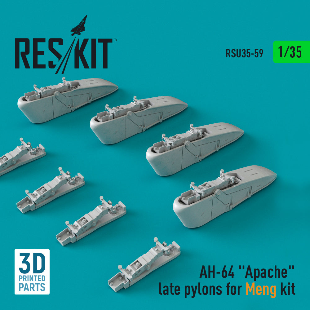 Bell/Boeing AH-64 Apache late pylons (designed to be used with Meng Model kits) (3D-Printed)
