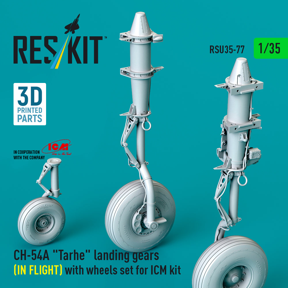 Sikorsky CH-54A 'Tarhe' landing gear (IN FLIGHT) with wheels set (designed to be used with ICM UA UK kits) 3D-Printed