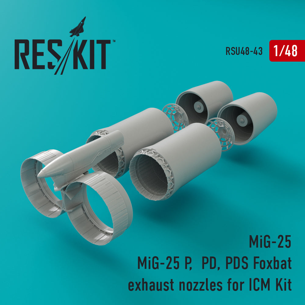 Mikoyan MiG-25P, MiG-25PD, MiG-25PDS Foxbat exhaust nozzles(designed to be used with ICM UA GB kits)(Reskit sold out July 2025)