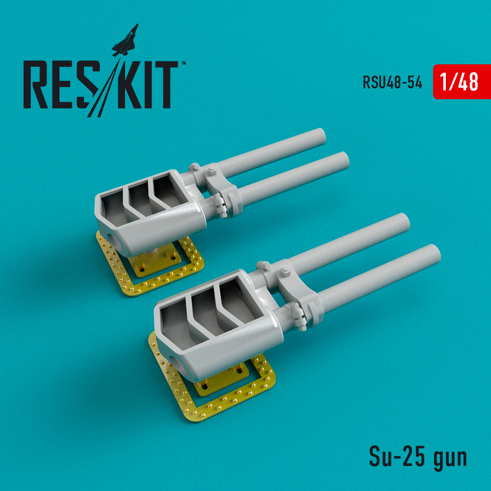 Sukhoi Su-25 gun (2 pcs) [Sukhoi Su-25UTG, Su-25UBK, Su-25K and Su-25SM] (designed to be used with Kitty Hawk Models Model and Kovozavody Prostejov kits)(discontinued by Reskit June 2025)