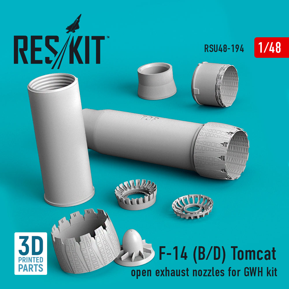 Grumman F-14B/F-14D Tomcat open exhaust nozzles (designed to be used with Great Wall Hobby kits) kit 3D-Printed