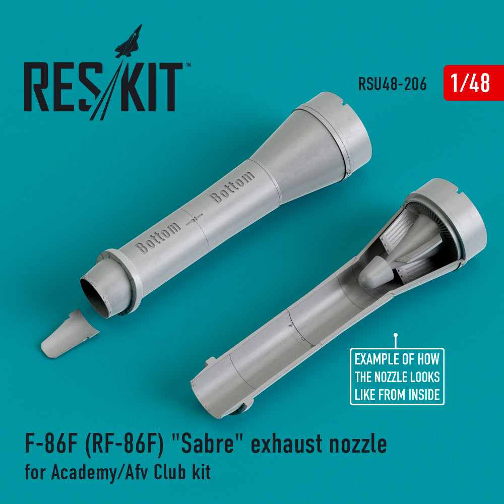 North-American F-86F (RF-86F) Sabre exhaust nozzles (designed to be used with Academy kits)/Afv Club kit (1/48)(discontinued by Reskit June 2025)