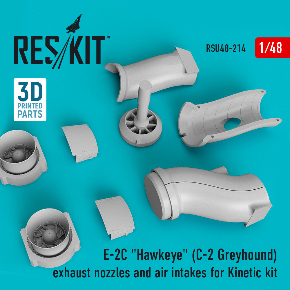 Grumman E-2C Hawkeye (C-2 Greyhound) exhaust nozzles and air intakes (designed to be used with Kinetic Model kits) (3D-Printed)