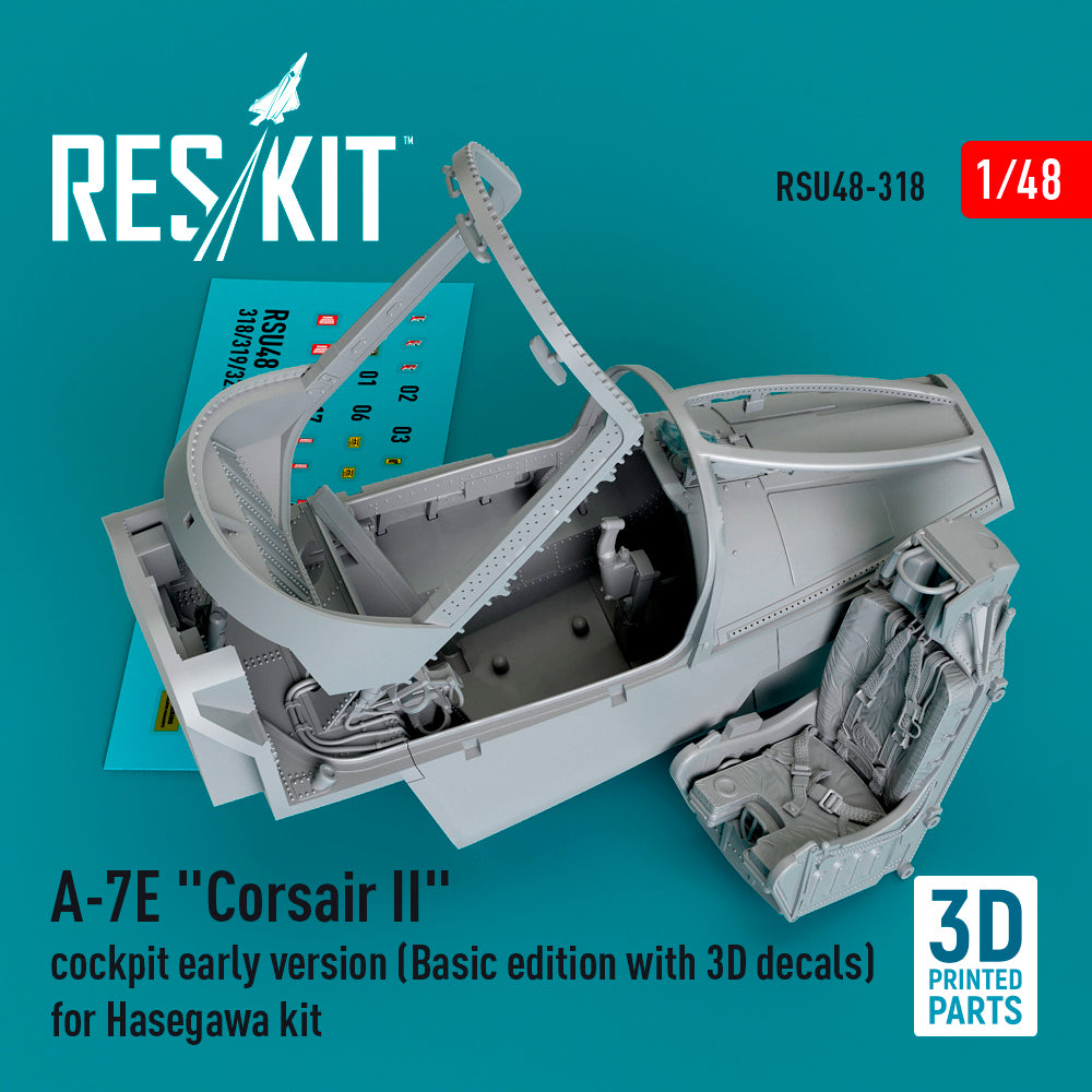 LTV A-7E Corsair cockpit early version (Basic edition with 3D-decals)(designed to be used with Hasegawa kits) (3D-Printed)