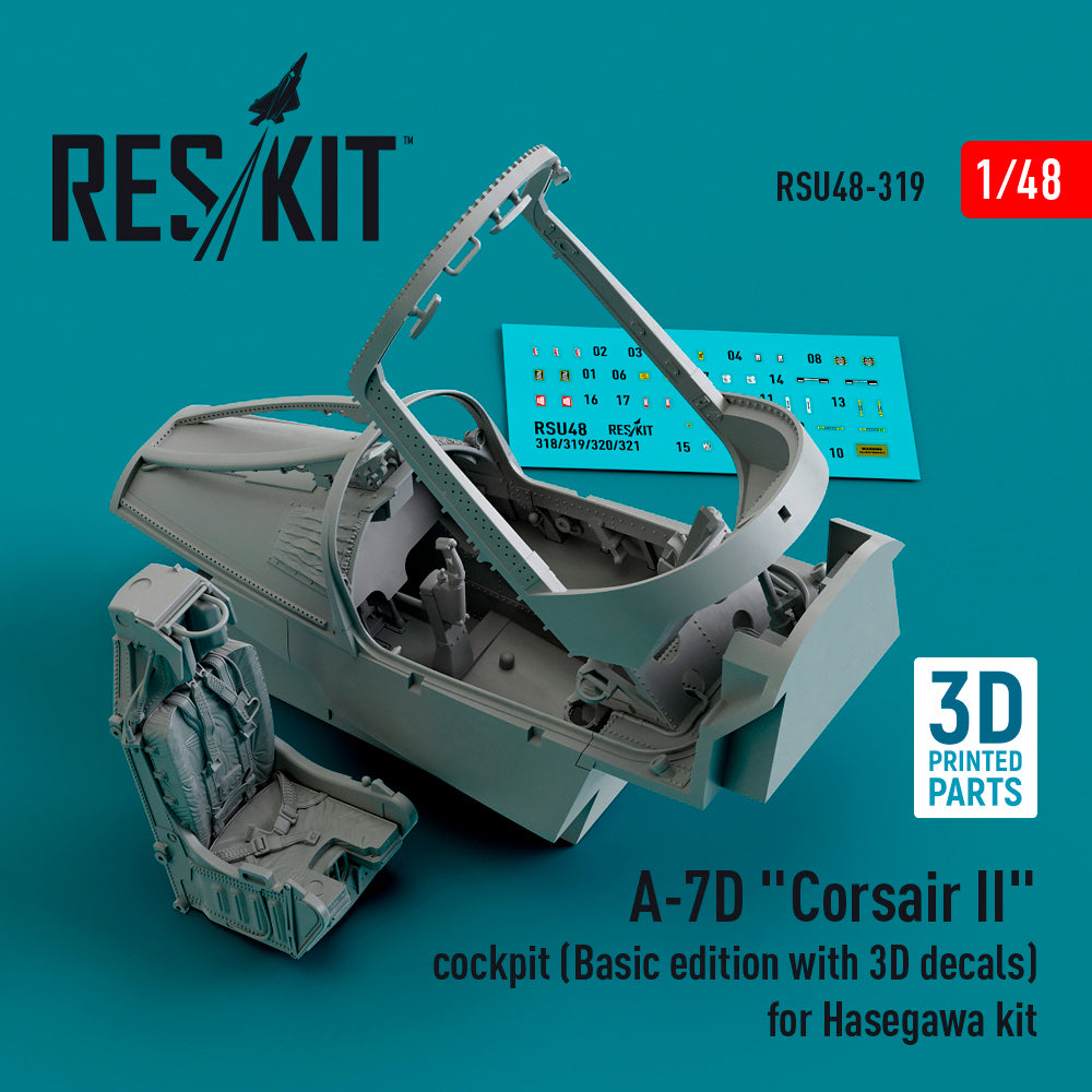 LTV A-7D Corsair cockpit (Basic edition with 3D-decals)(designed to be used with Hasegawa kits) (3D-Printed)