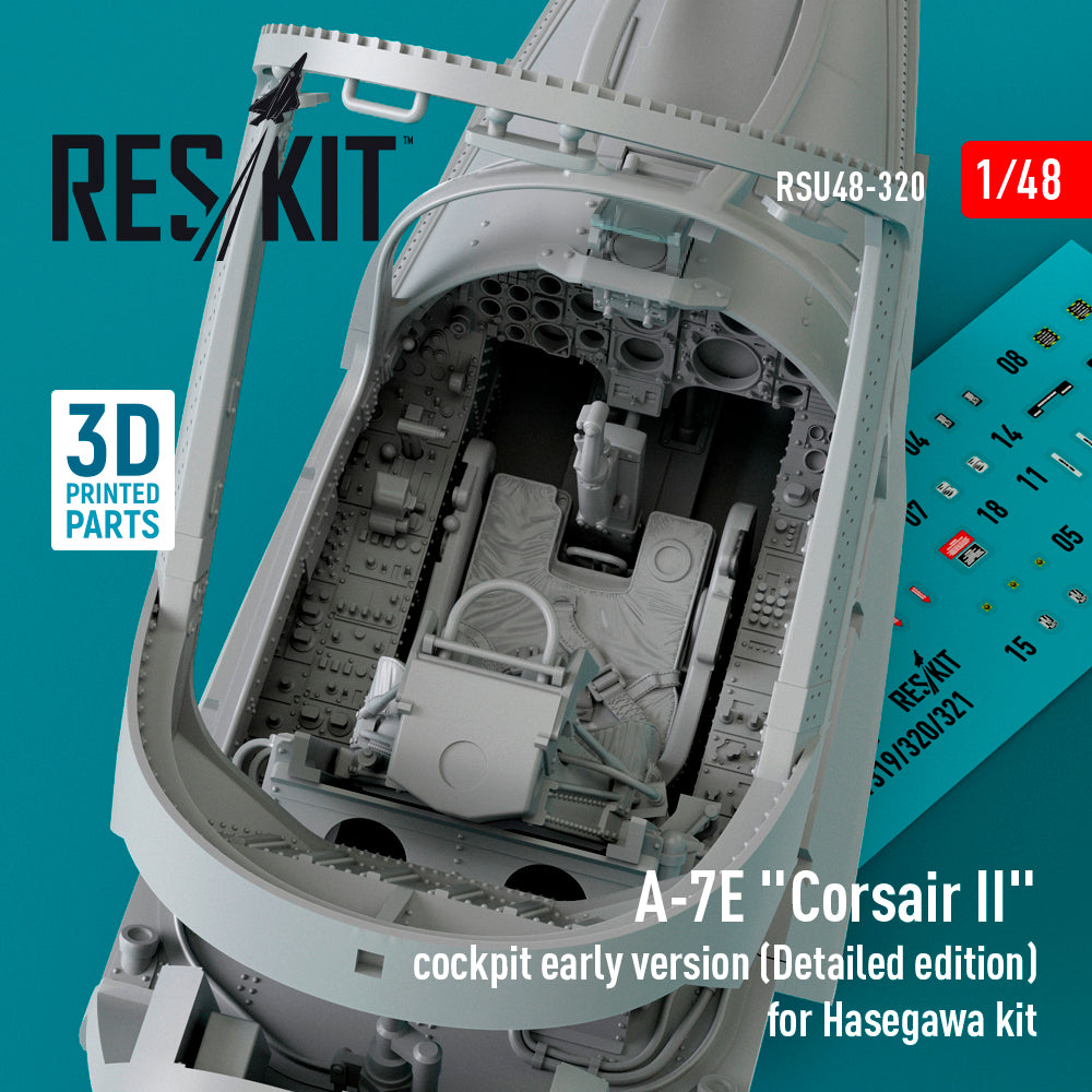 LTV A-7E Corsair cockpit early version (Detailed edition)(designed to be used with Hasegawa kits) (3D-Printed)