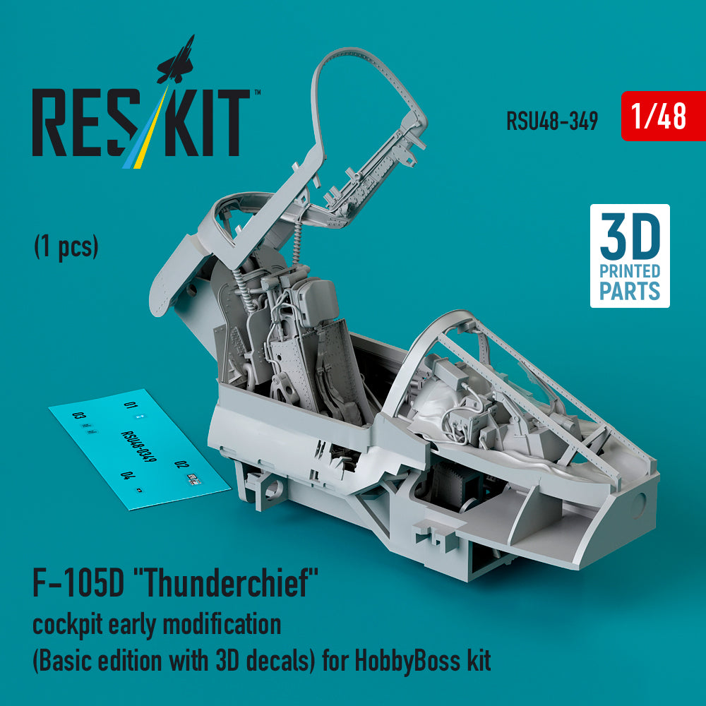 Republic F-105D Thunderchief cockpit early modification (Basic edition with 3D-decals) (designed to be used with Hobby Boss kits) (3D-Printed)