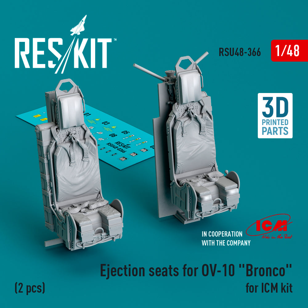 Ejection seats for North-American/Rockwell OV-10 Bronco (2 pcs) (designed to be used with ICM UA UK kits) (3D-Printed)