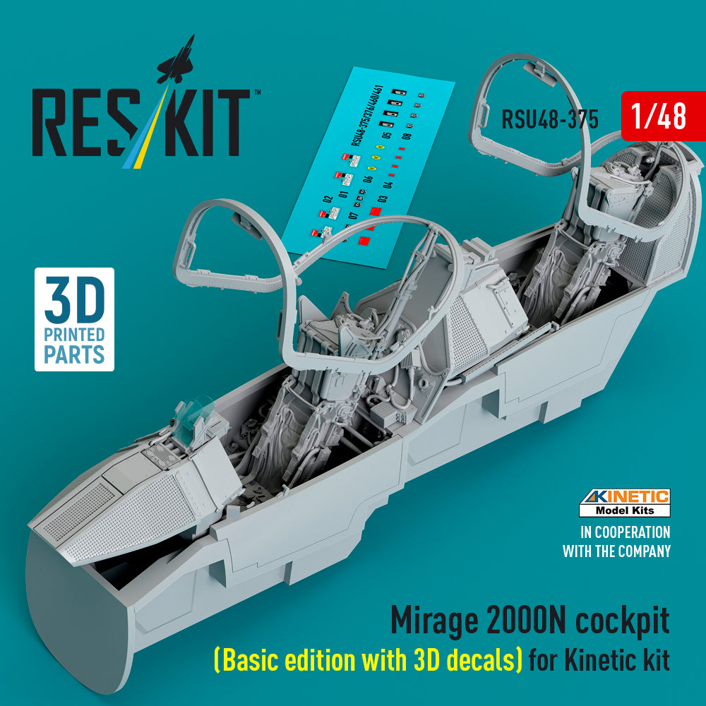Dassault_Mirage 2000N cockpit (Basic edition with 3D-decals) (designed to be used with Kinetic Model kits) 3D-Printed