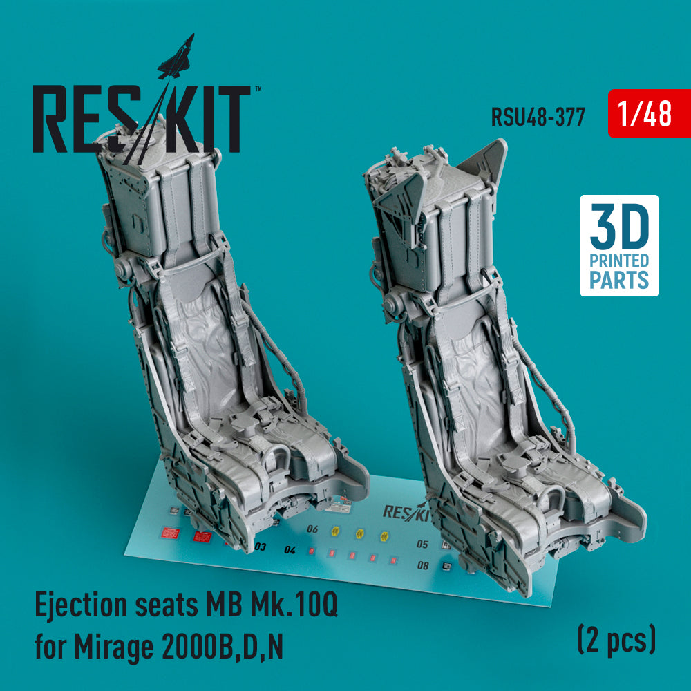 Ejection seats MB Mk.10Q for Dassault_Mirage 2000B, 2000D, 2000N (2 pcs) (designed to be used with Kinetic Model kits) (3D-Printed)