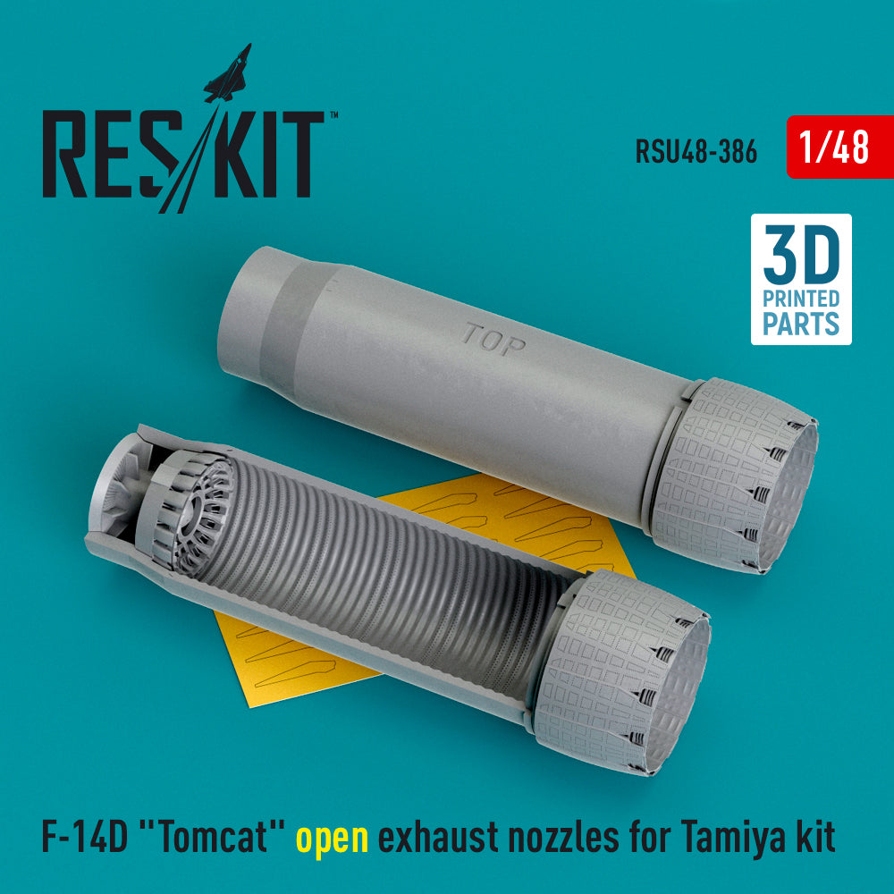 Grumman F-14D Tomcat open exhaust nozzles (designed to be used with Tamiya kits) (3D-Printed)