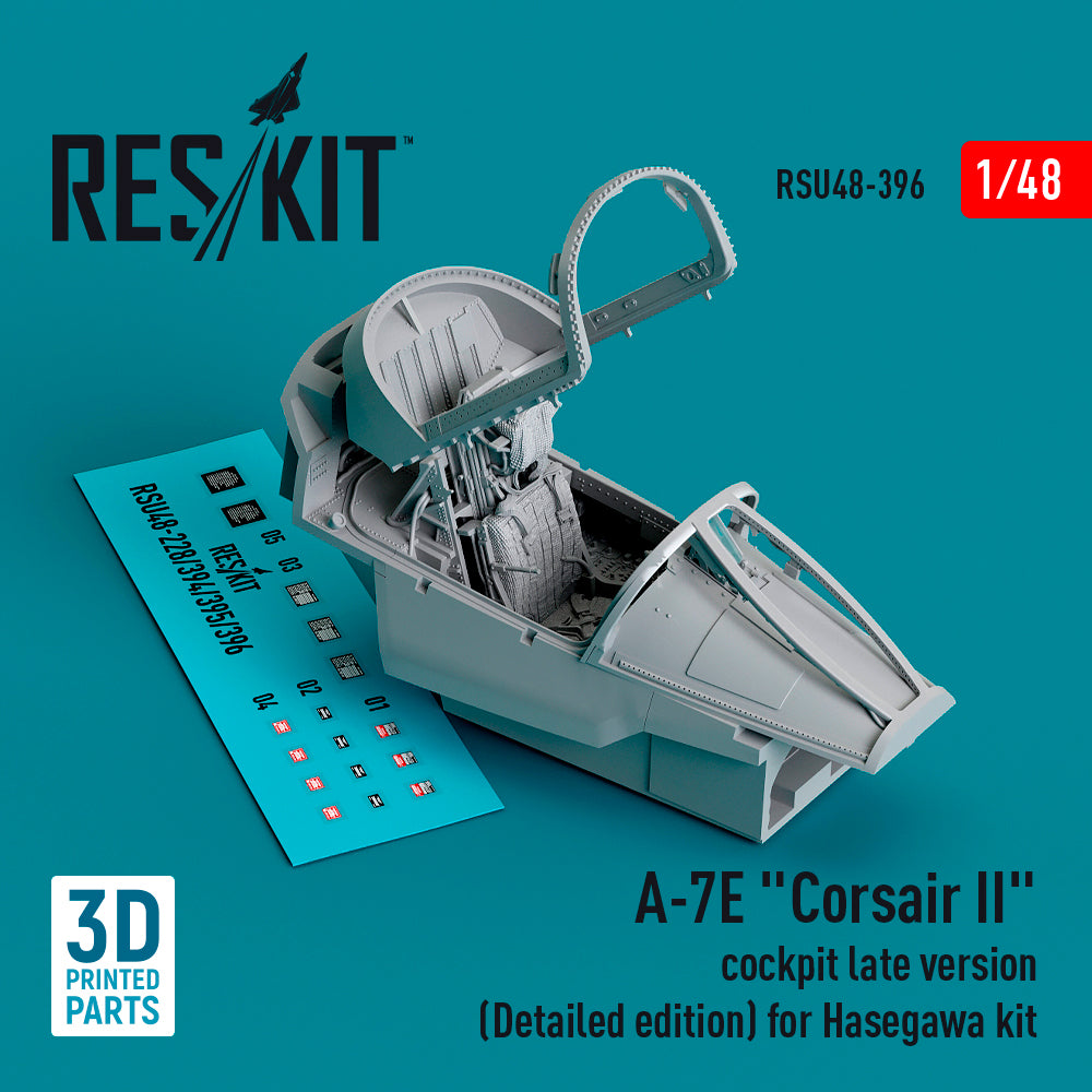 LTV A-7E Corsair cockpit late version (Detailed edition)(designed to be used with Hasegawa kits) (3D-Printed)