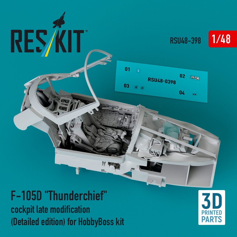 Republic F-105D 'Thunderchief' cockpit late modification (Detailed edition) (designed to be used with Hobby Boss kits) (3D-Printed)