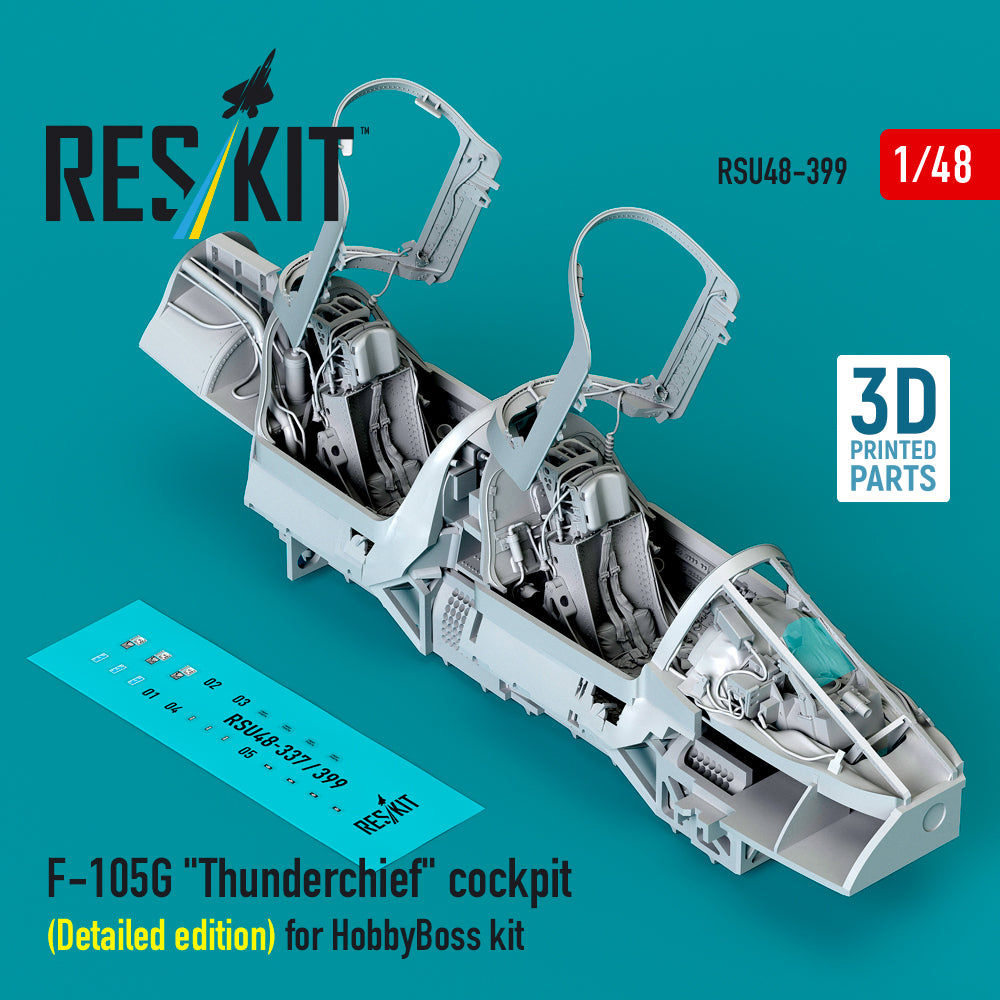 Republic F-105G Thunderchief cockpit (Detailed edition) (designed to be used with Hobby Boss kits) (3D-Printed)
