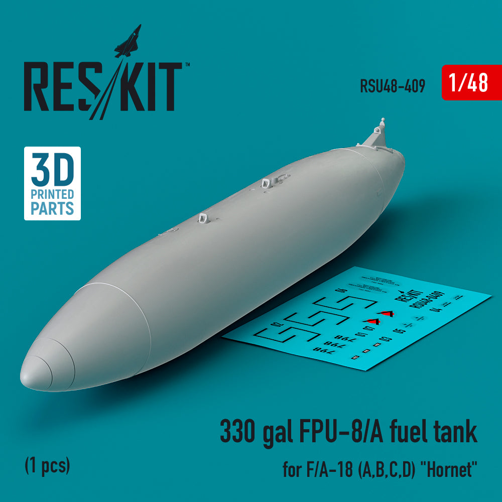 330 gallon FPU-8/A fuel tank for the McDonnell-Douglas F/A-18A, F/A-18B, F/A-18C F/A-18D (1 pcs) (3D-Printed)