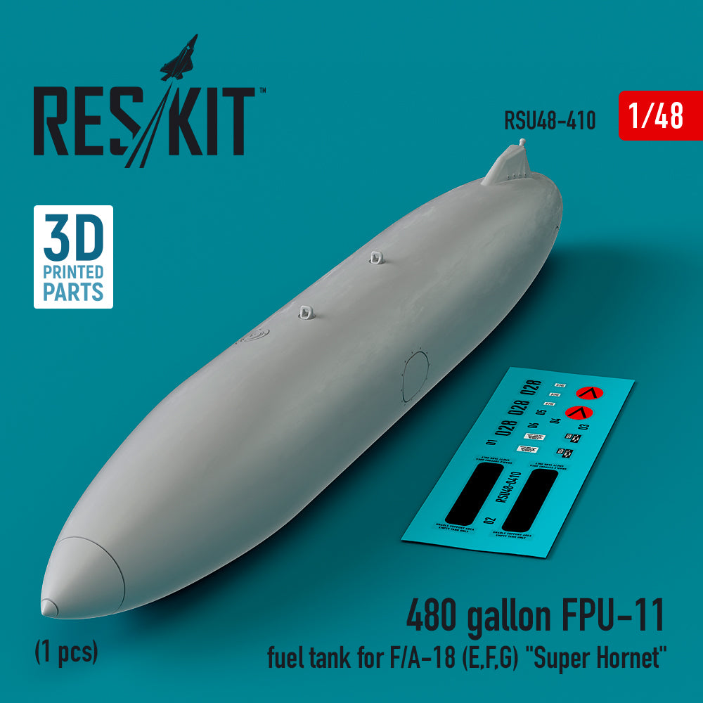 480 gallon FPU-11 fuel tank for the Boeing F/A-18E, F/A-18F, F/A-18G Super Hornet (1 pcs) (3D-Printed)