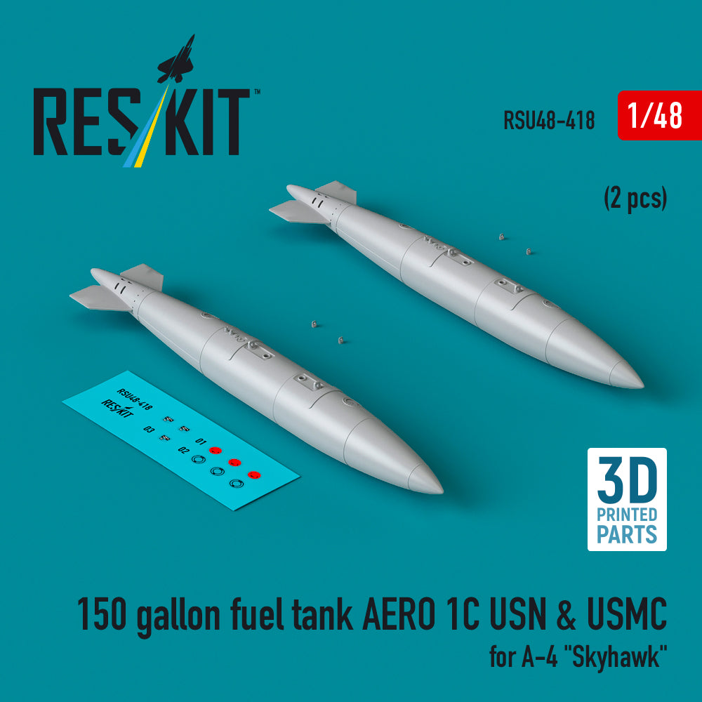 150 gallon fuel tank AERO 1C USN & USMC (2 pcs) for Douglas A-4 Skyhawk (3D-Printed)