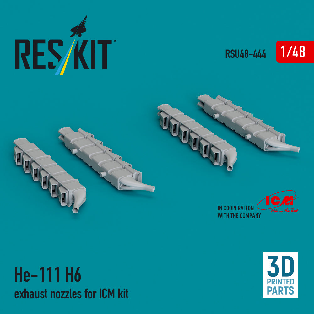 Heinkel He-111H-6 exhaust nozzles (designed to be used with ICM UA UK kits) (3D-Printed)